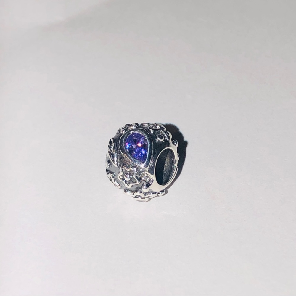 925 Solid Sterling Silver Amethyst Charm - image 1